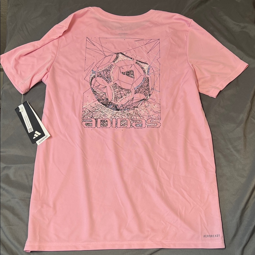 adidas Pink Graphic Soccer Ball Short Sleeve Tee